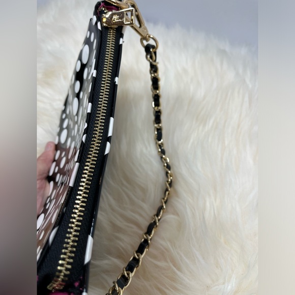 Betsy Johnson Mini Baguette, Black and White polkadot faux patent leather - Picture 8 of 14